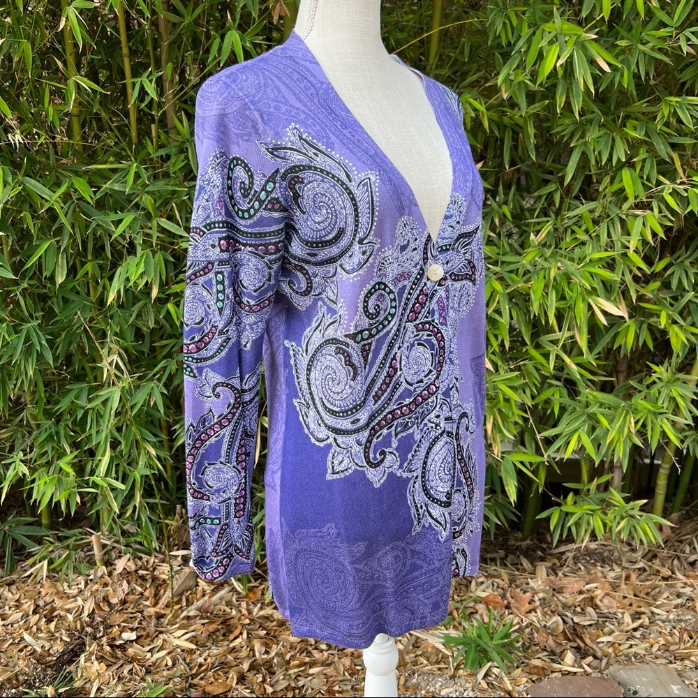 Chico's Purple Cardigan - Single Shell Button - Size 1
